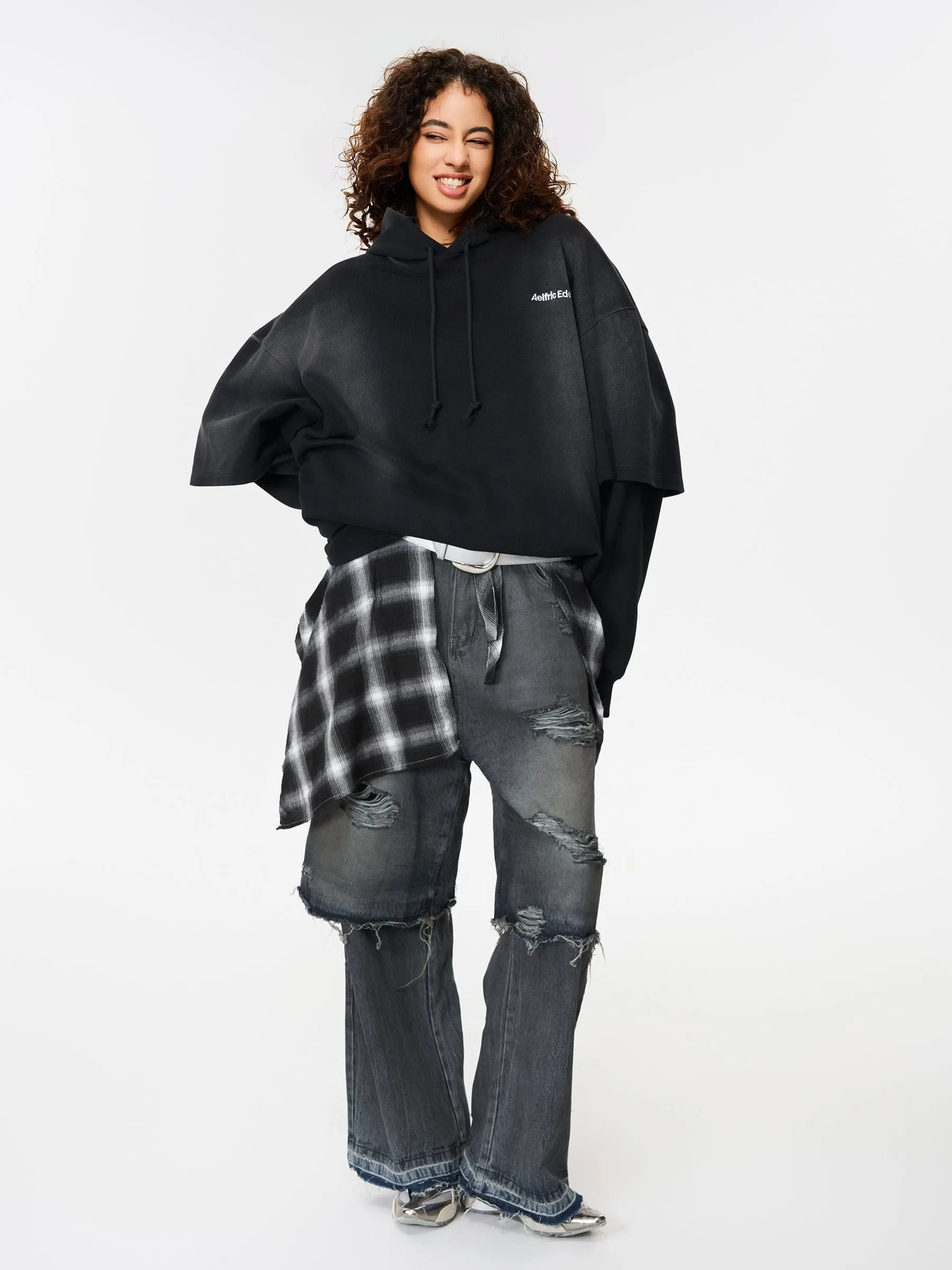 Aelfric Eden Distressed Washed Two Layer Hoodie sold by Aelfric Eden