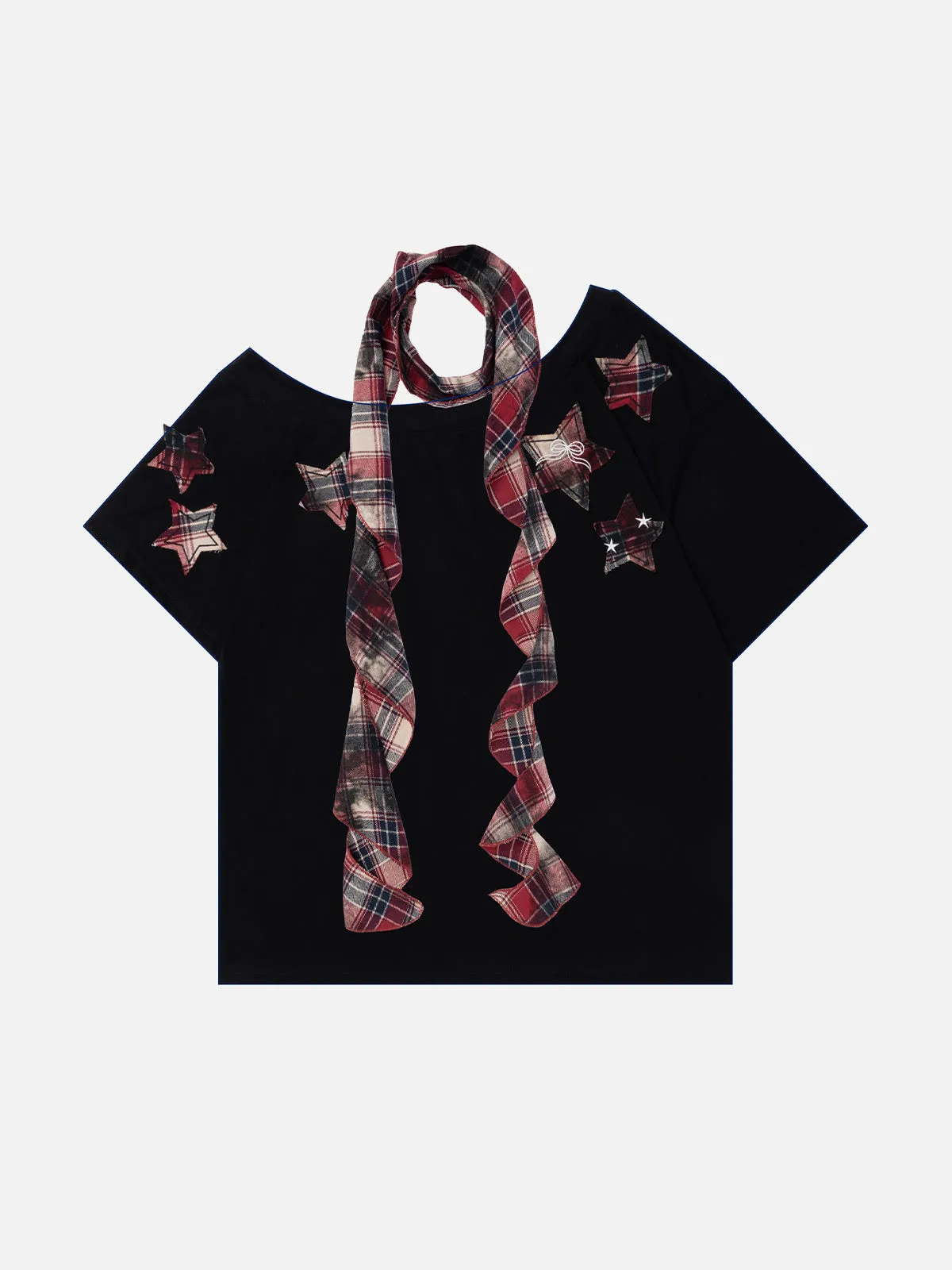 Aelfric Eden Plaid Scarf Off shoulder Tee sold by Aelfric Eden product image thumbnail 2