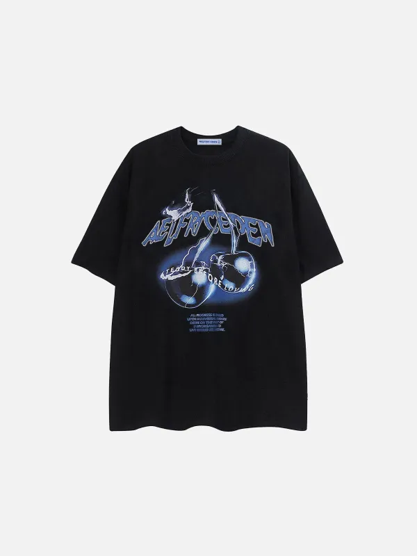 『AELFRIC EDEN』Portrait Print Washed Tee Aelfric Eden Distorted Portrait Graphic Oversized Tee | Parallel