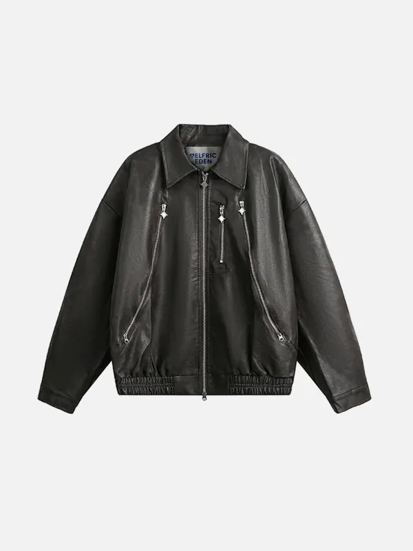 Aelfric Eden Multi Zip Up Faux Leather Jacket sold by Aelfric Eden