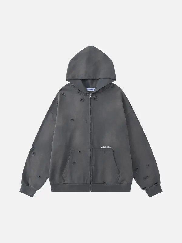 Aelfric Eden Distressed Zip Up Hoodie sold by Aelfric Eden