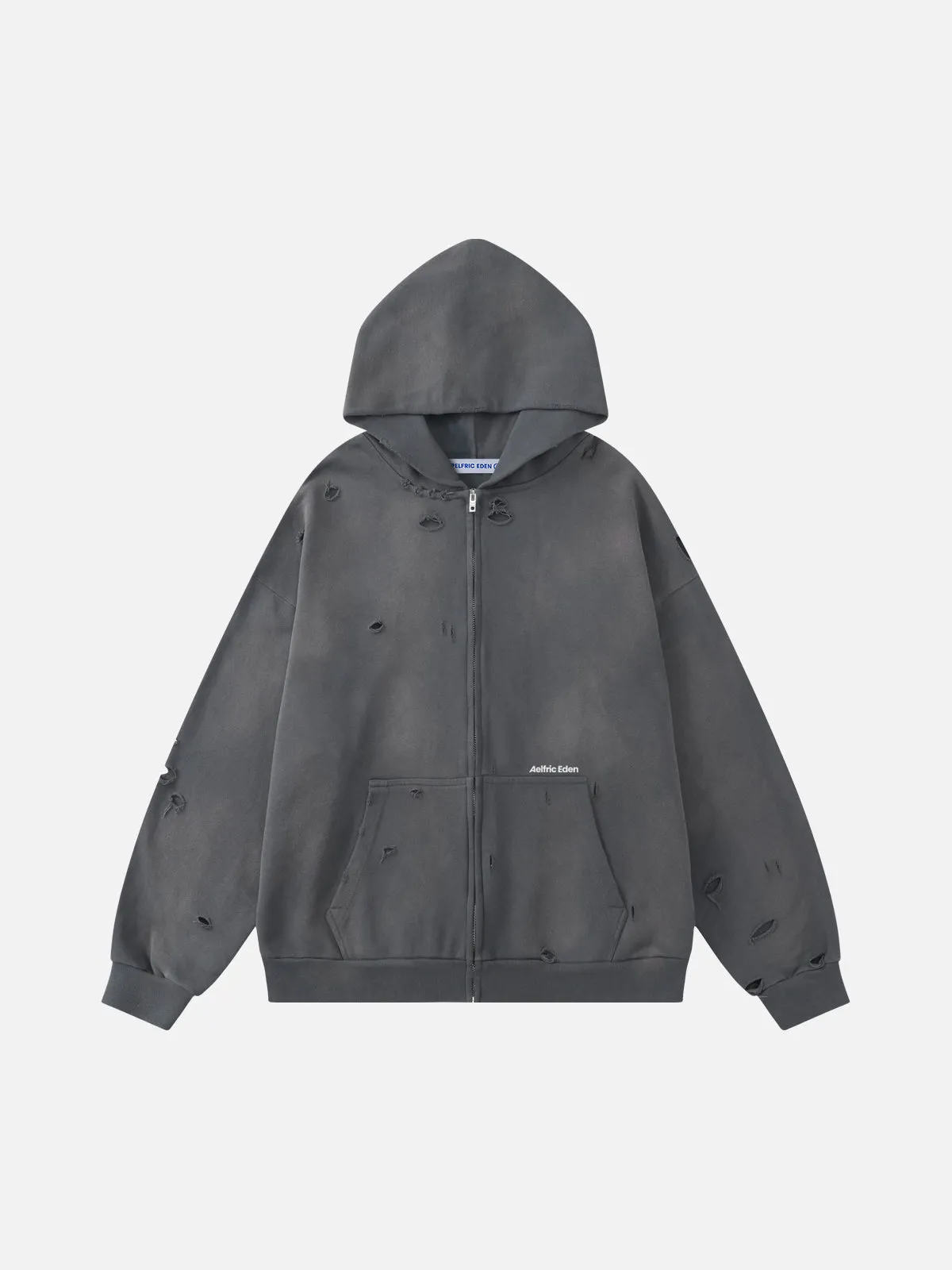 Aelfric Eden Oversized Distressed Zip-Up Hoodie sold by Aelfric Eden