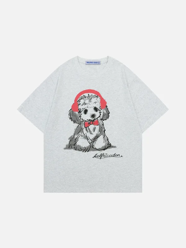 Aelfric Eden Cartoon Headphone Puppy Graphic Tee sold by Aelfric Eden