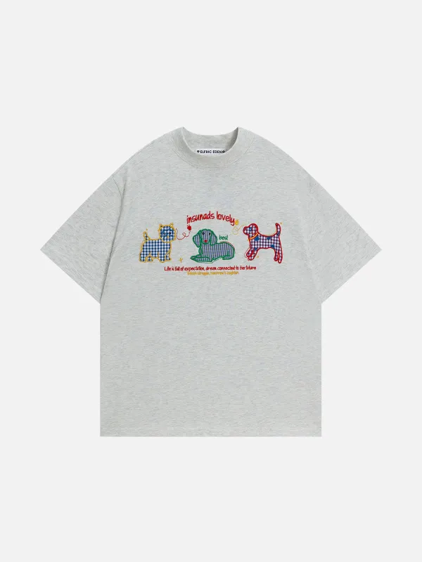 Aelfric Eden Plaid Embroidery Dog Tee sold by Aelfric Eden