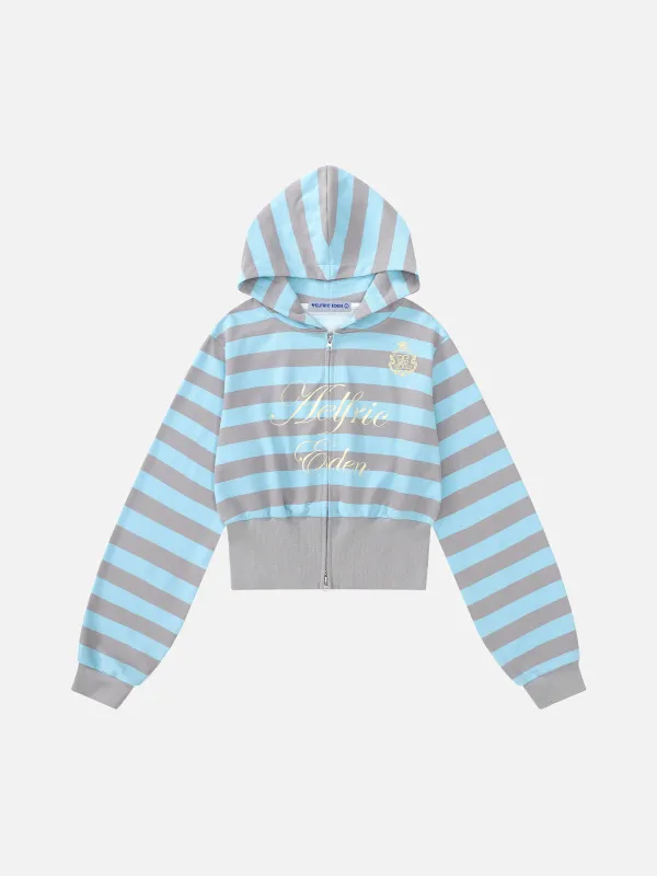 Aelfric Eden Stripe Badge Boxy Zip Up Hoodie sold by Aelfric Eden