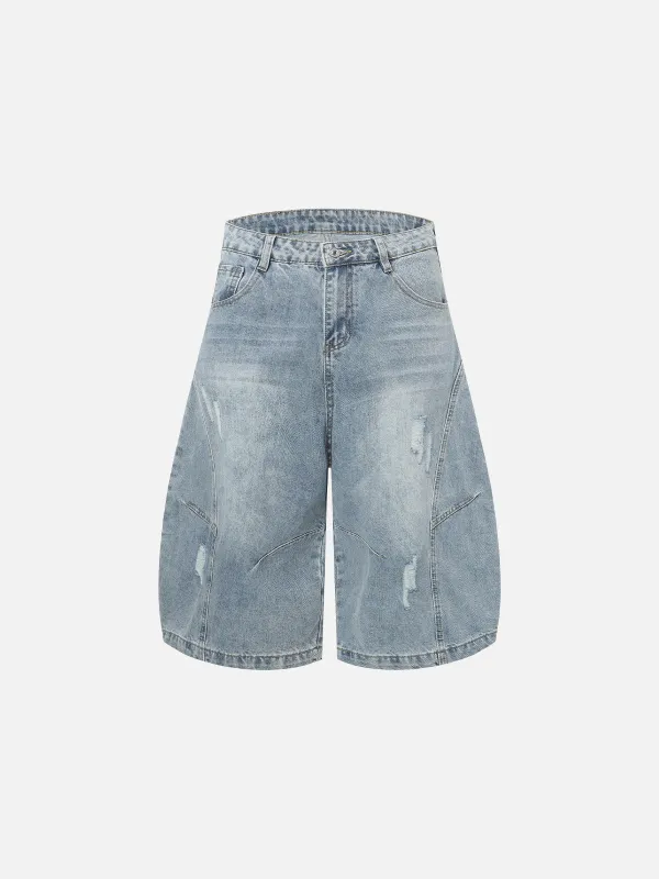 Aelfric Eden Washed Distressed Longline Barrel Jorts sold by Aelfric Eden