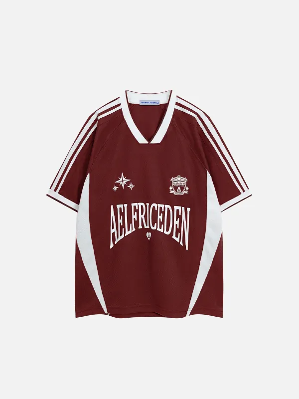 Aelfric Eden Color Blocking Print Soccer Jersey sold by Aelfric Eden