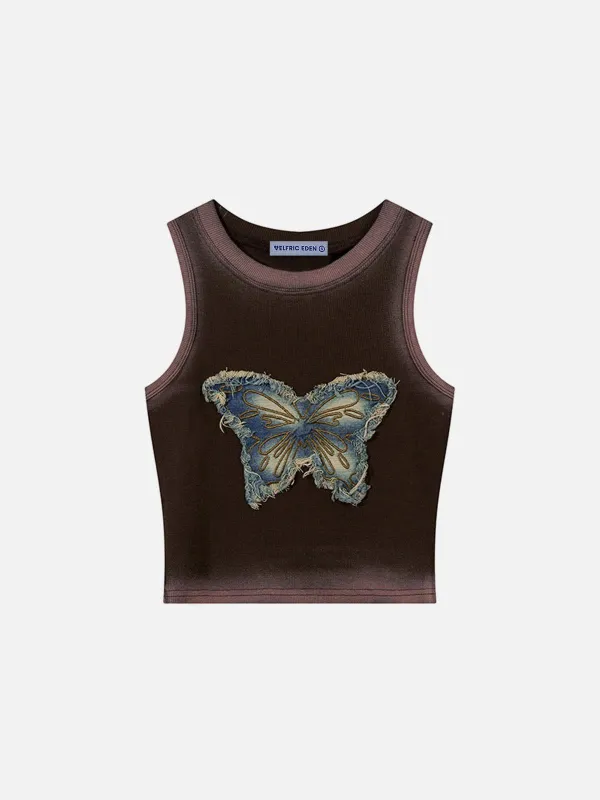 Aelfric Eden Fringe Denim Butterfly Tank Top sold by Aelfric Eden