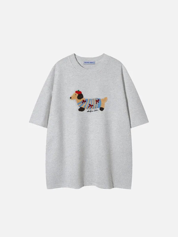 Aelfric Eden Cartoon Dog Embroidery Tee sold by Aelfric Eden