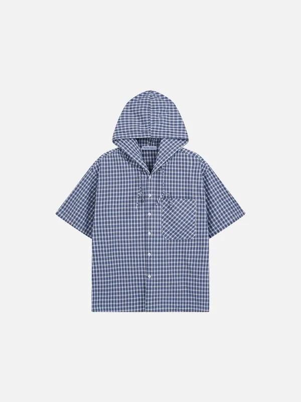 Aelfric Eden Plaid Hooded Short Sleeve Shirt sold by Aelfric Eden