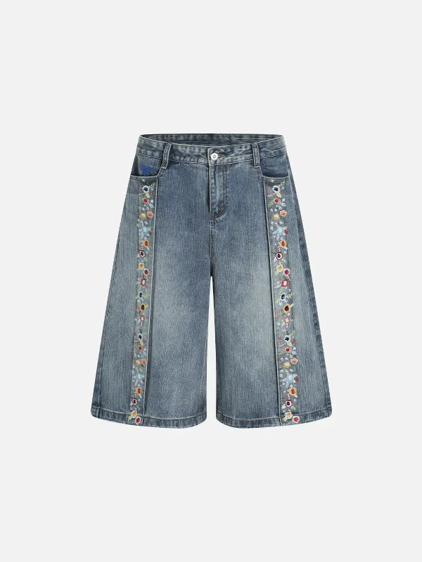 Aelfric Eden Flower Embroidery Longline Jorts sold by Aelfric Eden