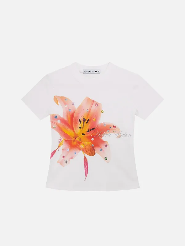 Aelfric Eden Rhinestone Flower Print Tee sold by Aelfric Eden