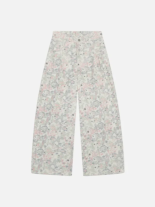 Aelfric Eden Full Print Fish Baggy Pants sold by Aelfric Eden