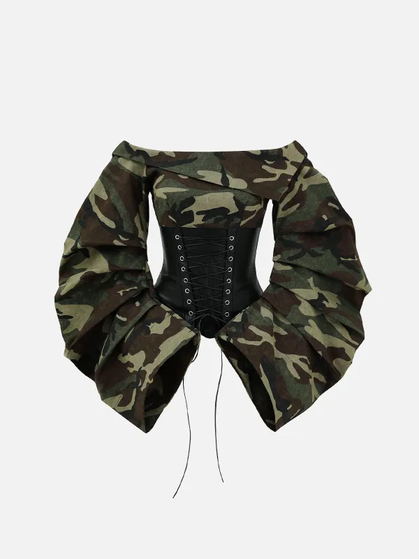 Aelfric Eden Camouflage Puffed Sleeve Long Sleeve Tee sold by Aelfric Eden