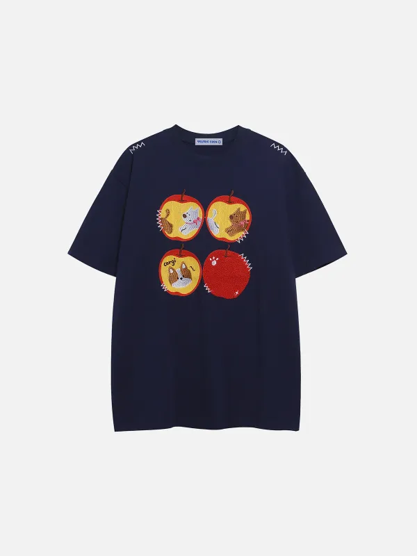 Aelfric Eden Embroidery Cartoon Apple Tee sold by Aelfric Eden