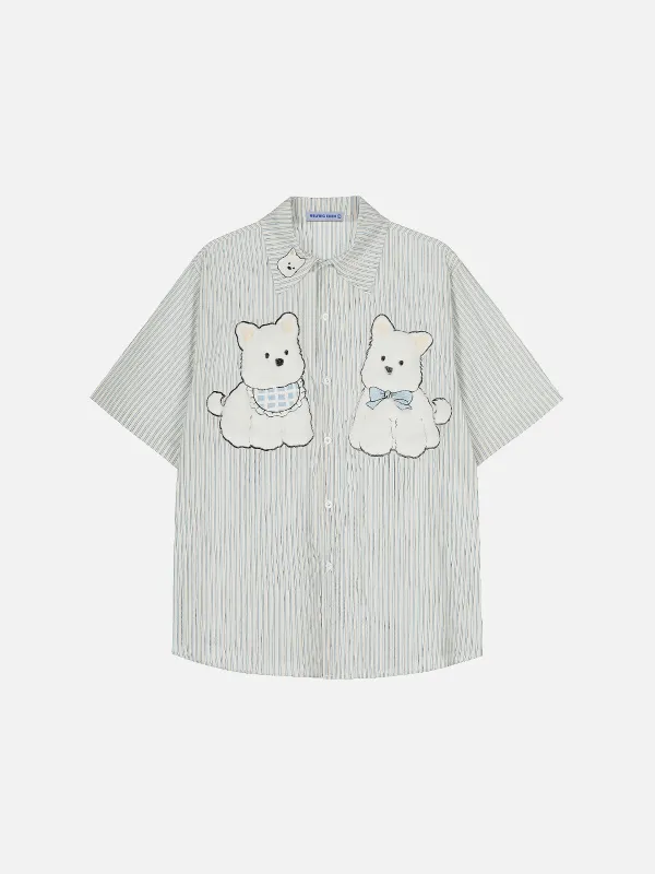 Aelfric Eden Stripe Puppy Graphic Shirt sold by Aelfric Eden