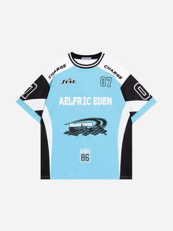 Aelfric Eden Contrast Color Blocking Football Jersey sold by Aelfric Eden