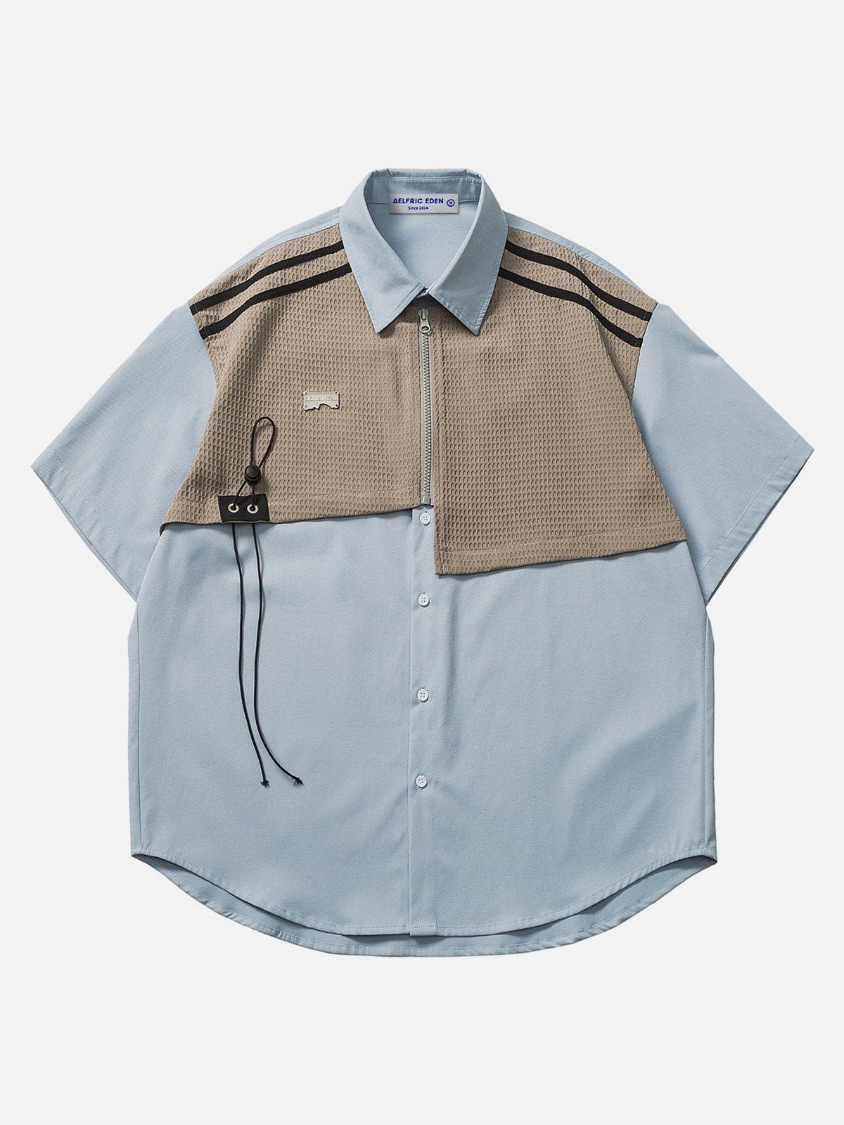 Aelfric Eden Stripe Patchwork Short Sleeve Shirts sold by Aelfric Eden product image thumbnail 3