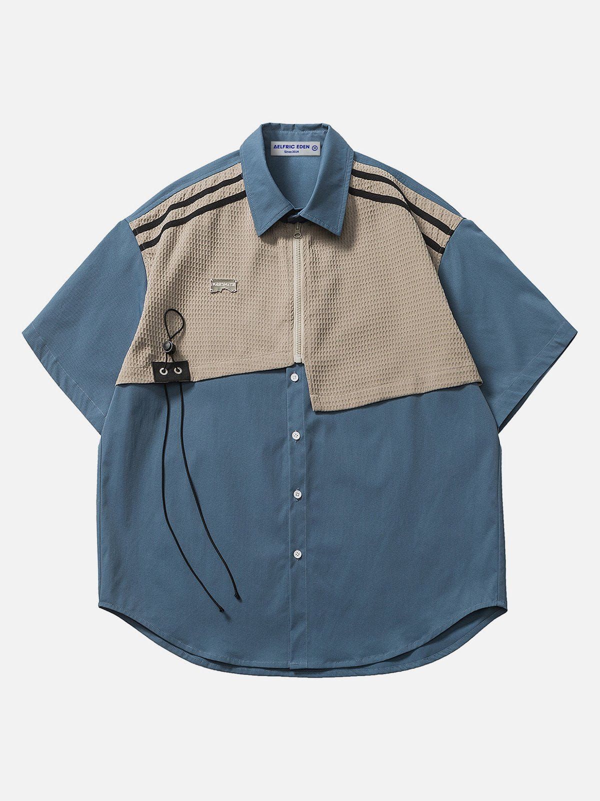 Aelfric Eden Stripe Patchwork Short Sleeve Shirts sold by Aelfric Eden