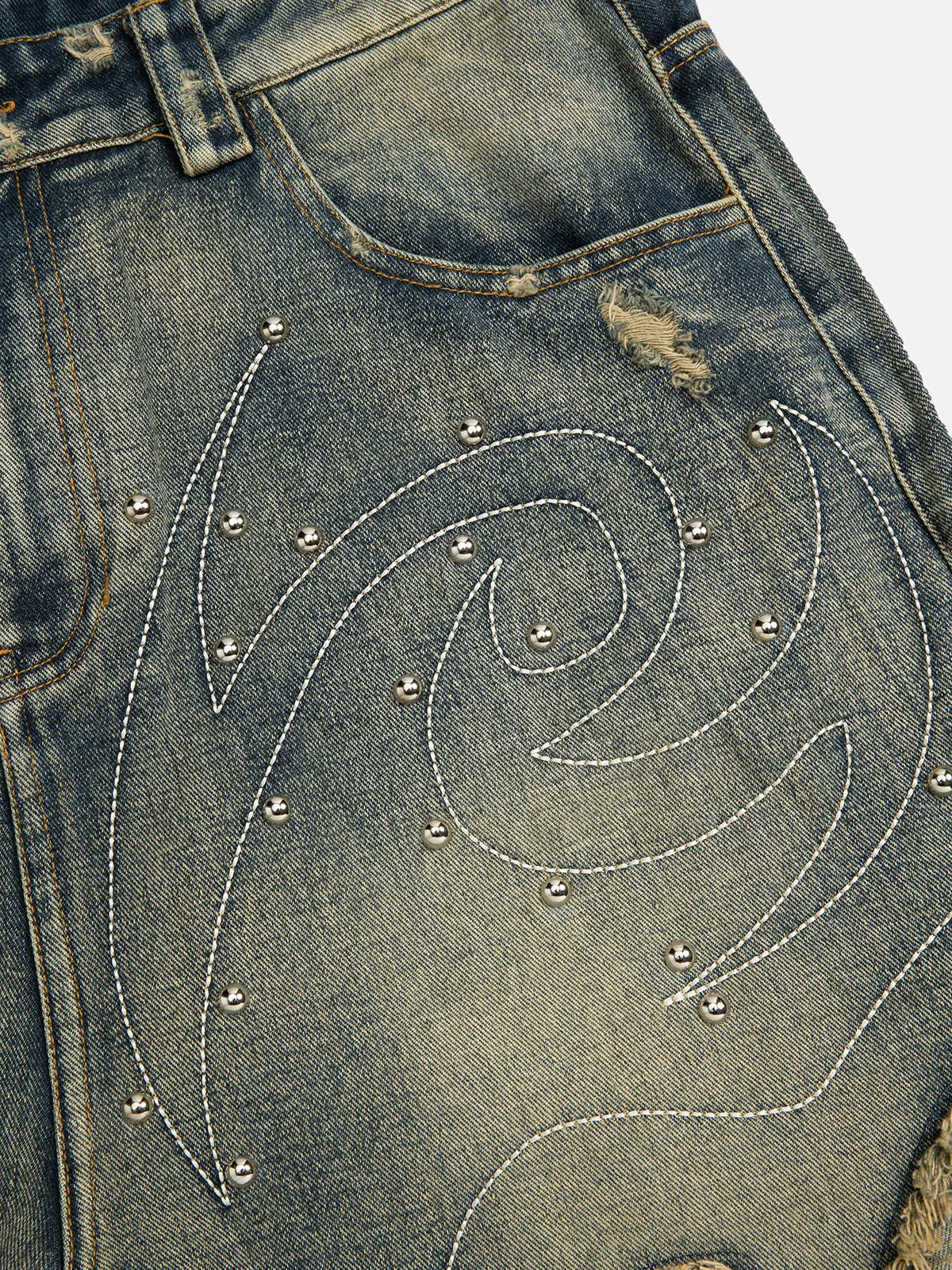 Aelfric Eden Rivet Applique Embroidery Longline Jorts sold by Aelfric Eden product image thumbnail 3