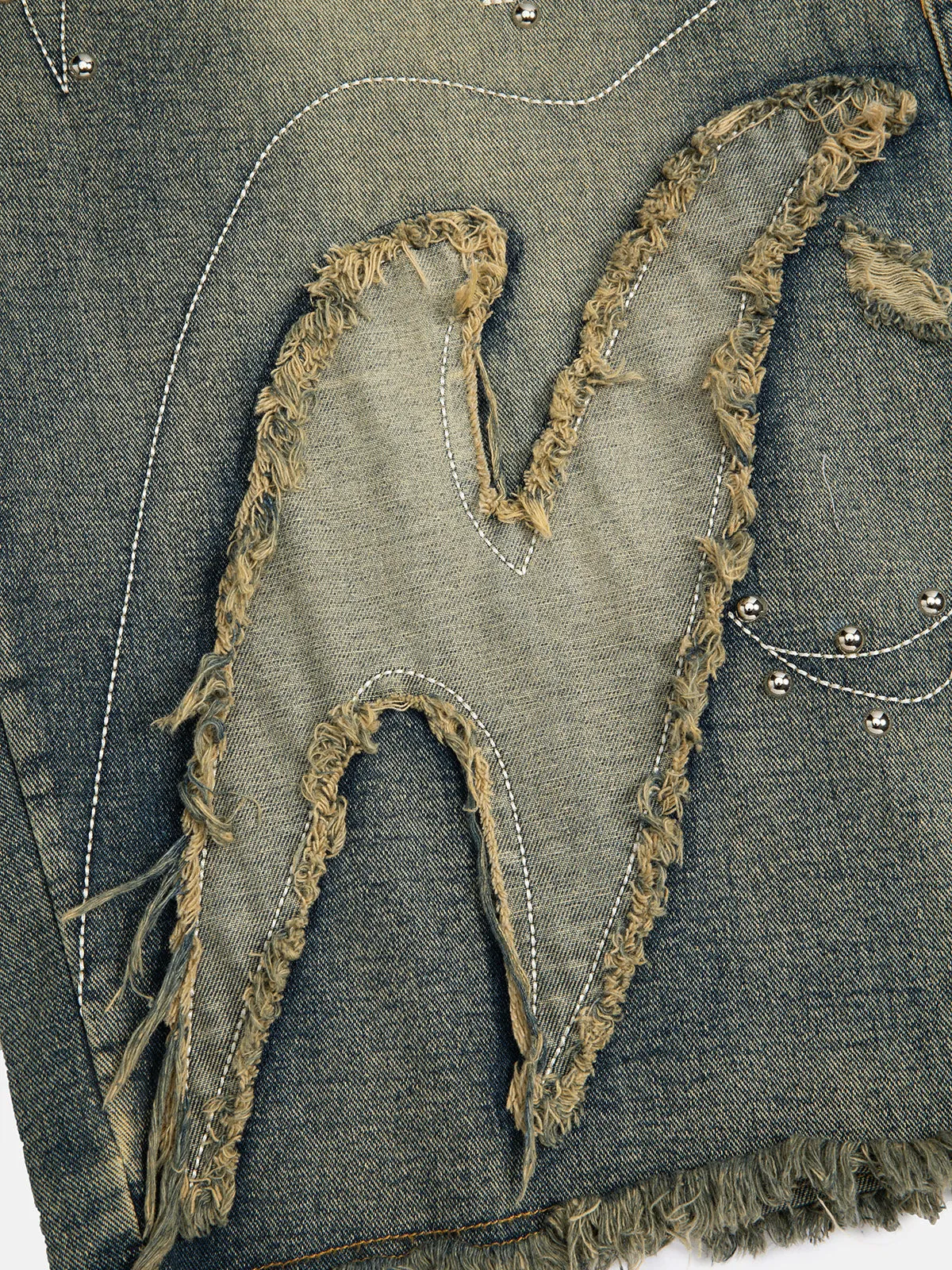 Aelfric Eden Rivet Applique Embroidery Longline Jorts sold by Aelfric Eden product image thumbnail 4