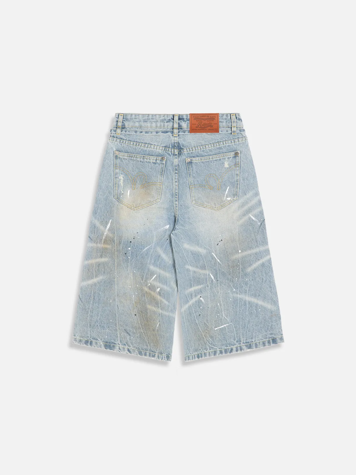 Aelfric Eden Splash Ink Distressed Longline Jorts sold by Aelfric Eden product image thumbnail 2