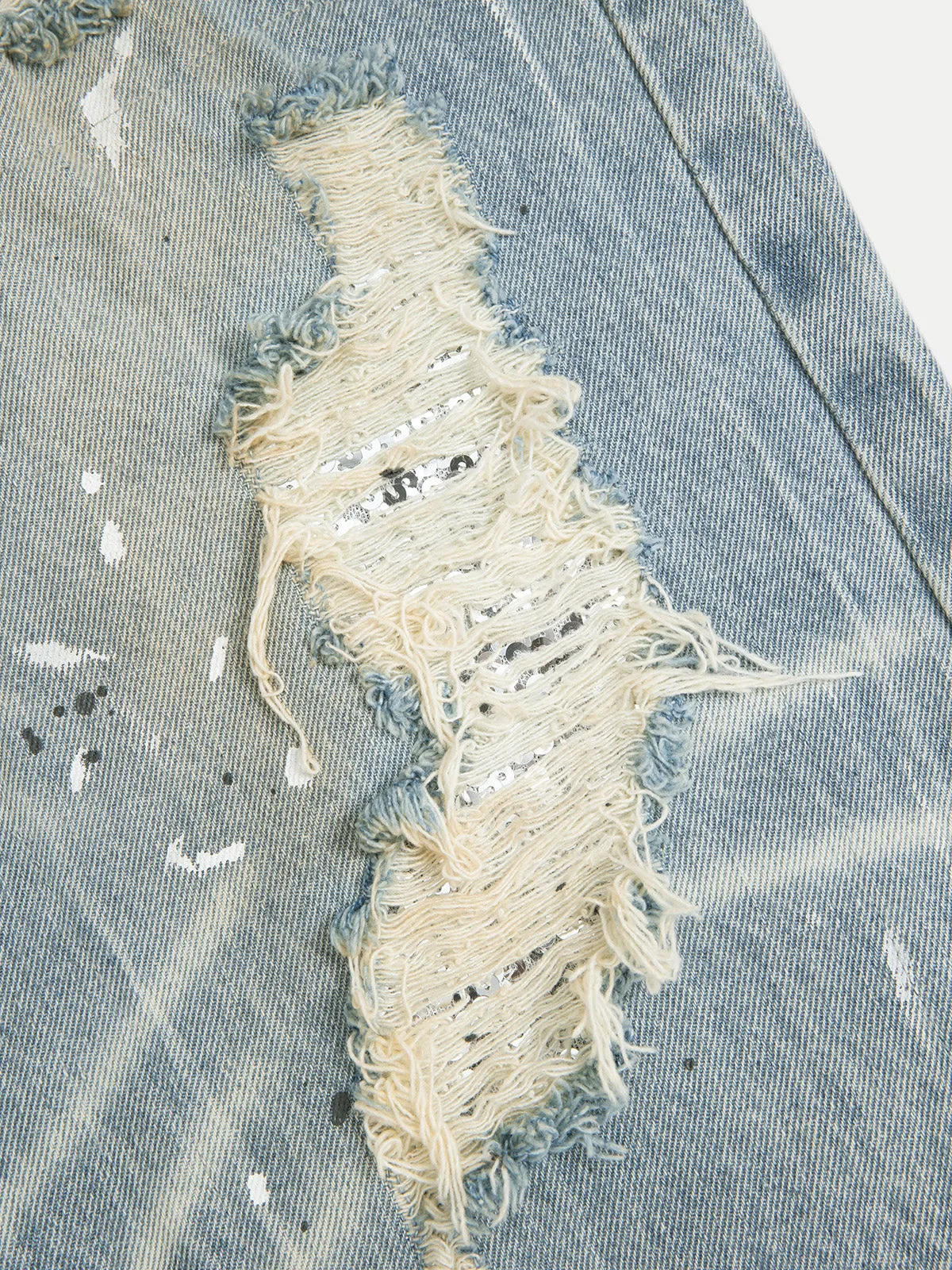 Aelfric Eden Splash Ink Distressed Longline Jorts sold by Aelfric Eden product image thumbnail 5