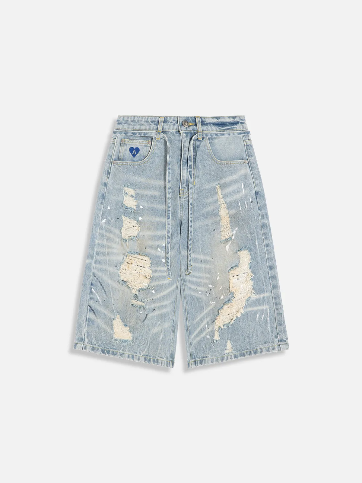 Aelfric Eden Splash Ink Distressed Longline Jorts sold by Aelfric Eden