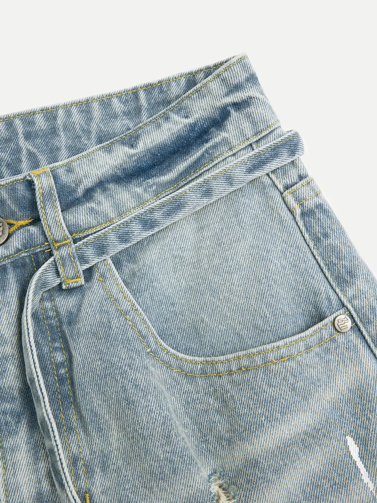 Aelfric Eden Splash Ink Distressed Longline Jorts sold by Aelfric Eden product image thumbnail 4