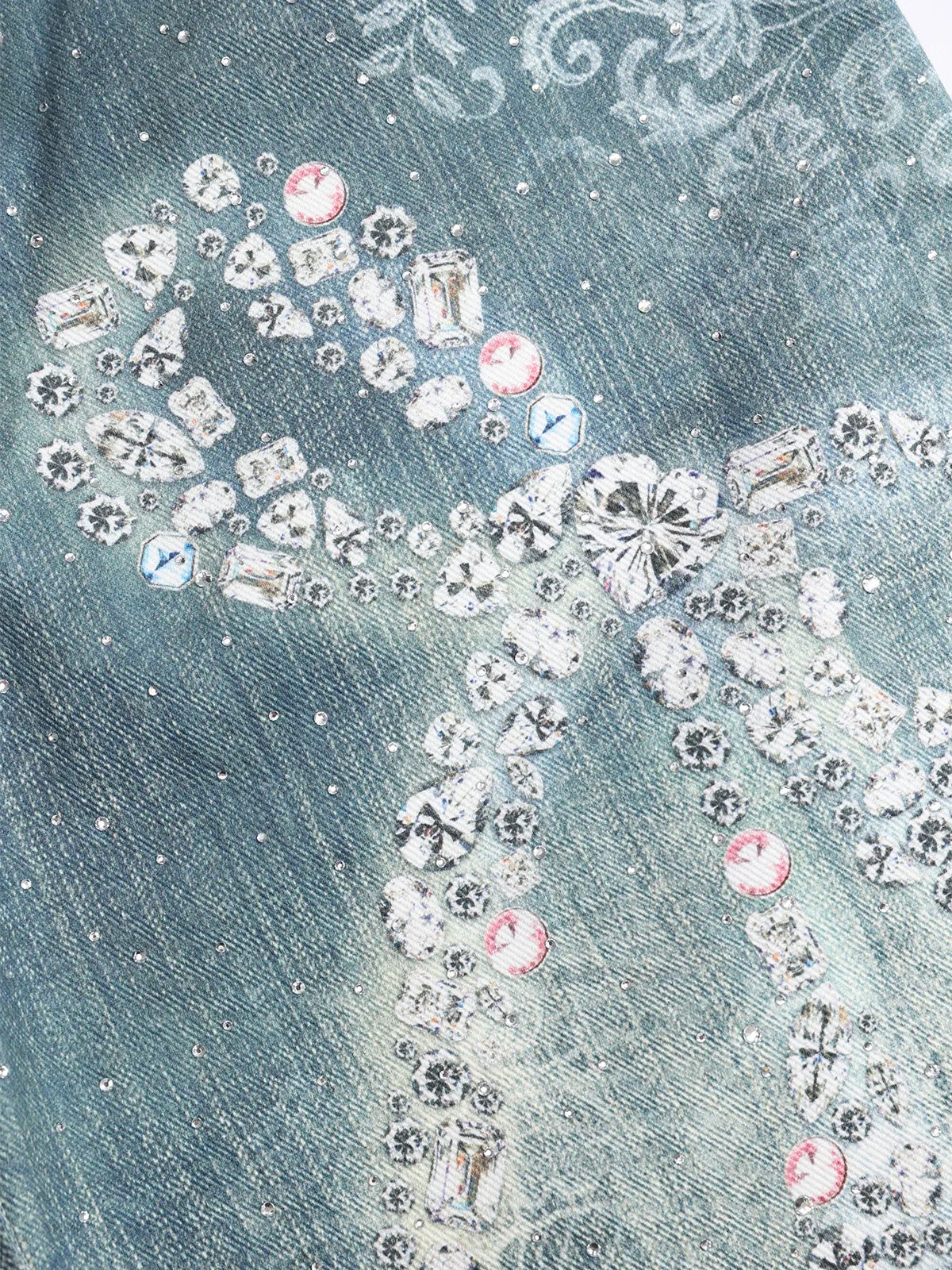 Aelfric Eden Rhinestone 3D Print Jeans sold by Aelfric Eden product image thumbnail 3