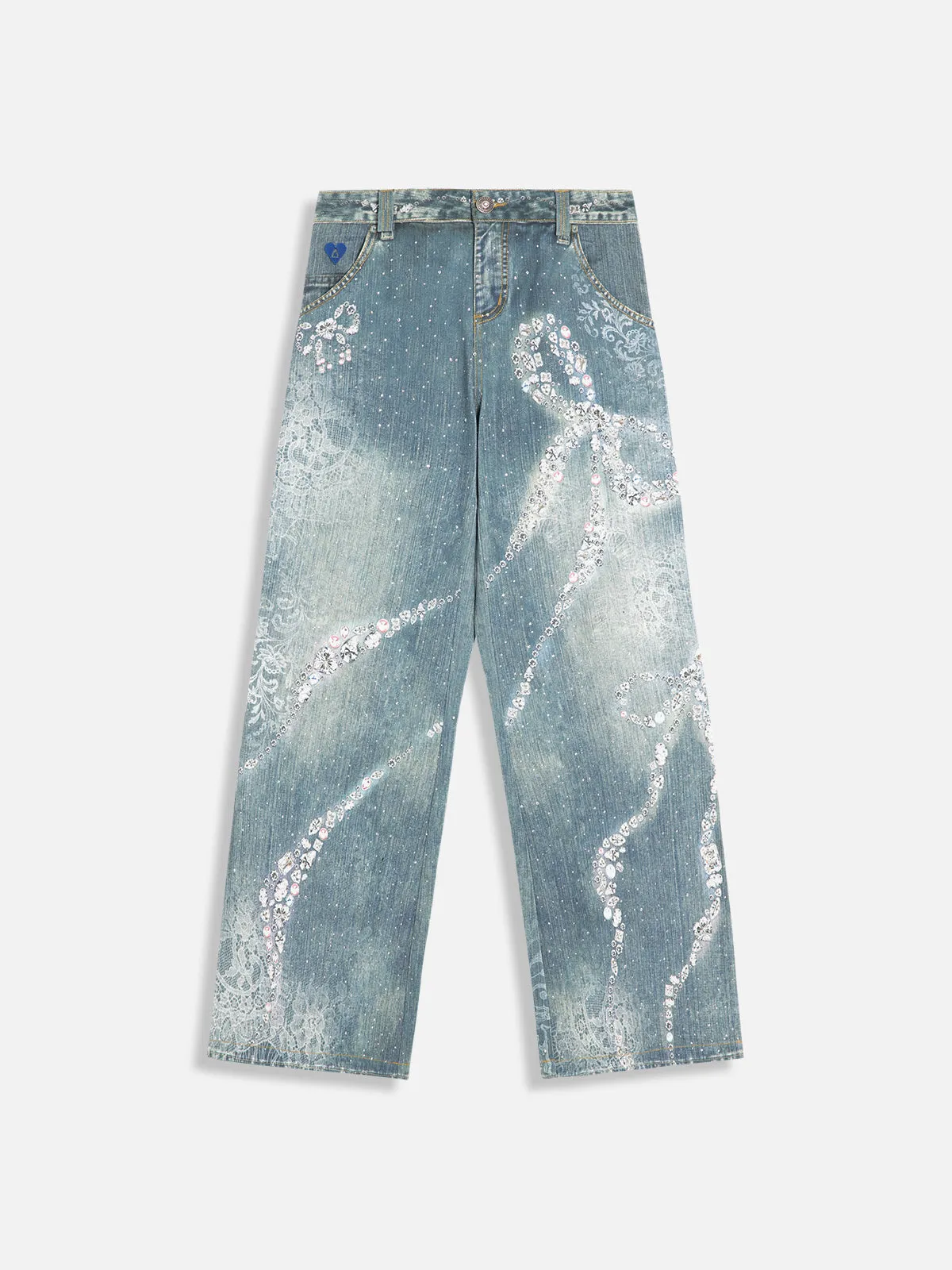 Aelfric Eden Rhinestone 3D Print Jeans sold by Aelfric Eden