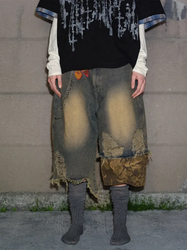 Aelfric Eden Chain Print Washed Longline Jorts sold by Aelfric Eden
