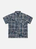 Aelfric Eden Tie dye Plaid Patchwork Short Sleeve Shirt sold by Aelfric Eden
