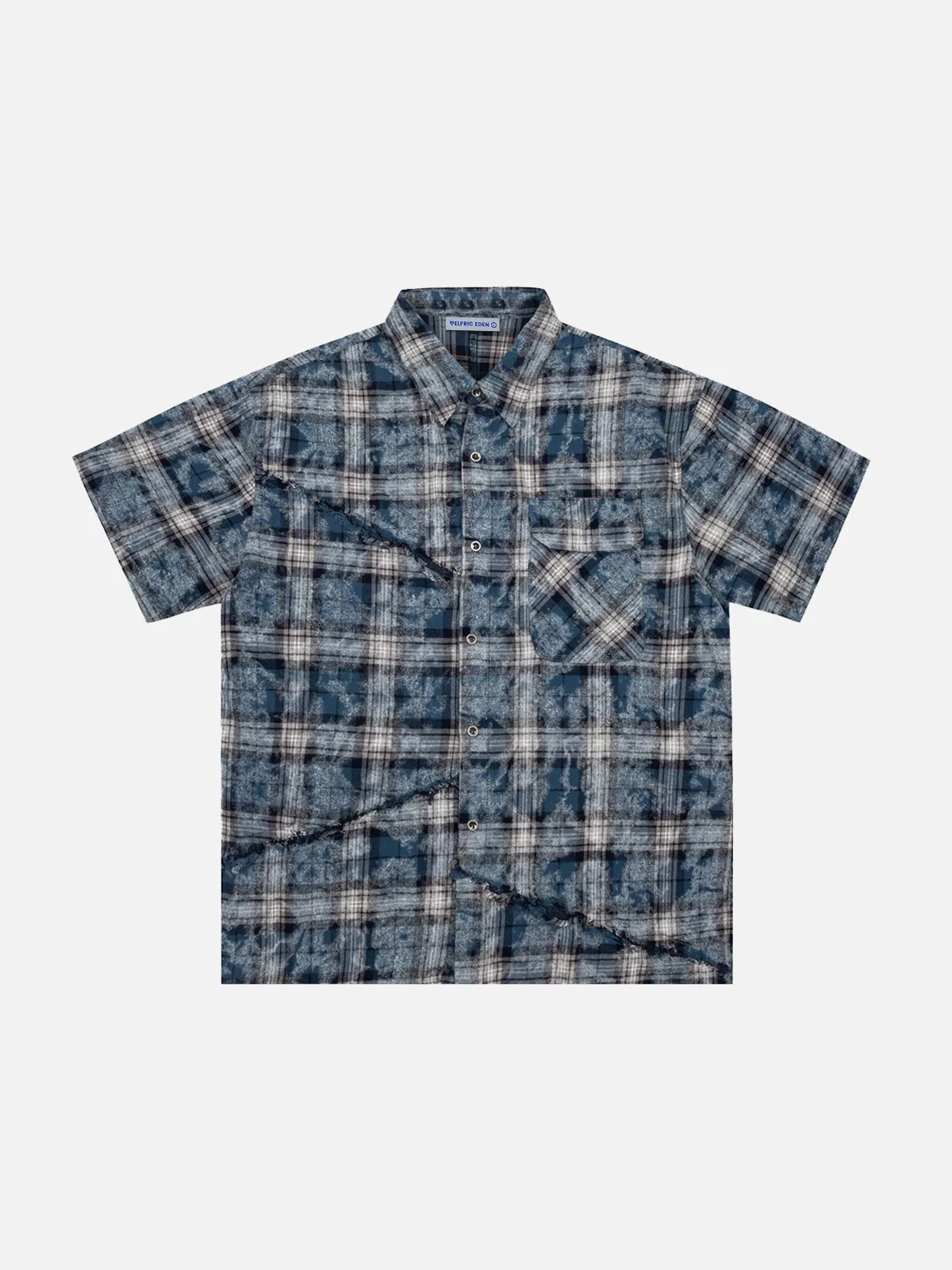 Aelfric Eden Tie dye Plaid Patchwork Short Sleeve Shirt sold by Aelfric Eden product image thumbnail 2