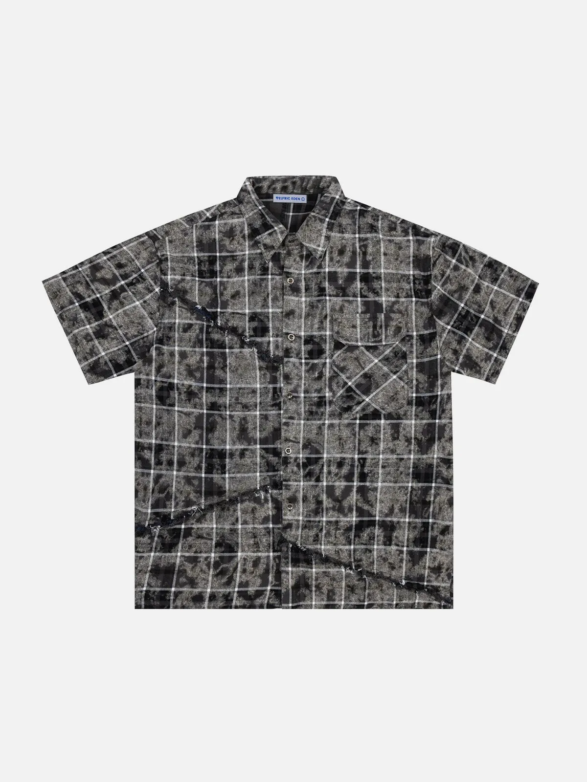 Aelfric Eden Tie dye Plaid Patchwork Short Sleeve Shirt sold by Aelfric Eden