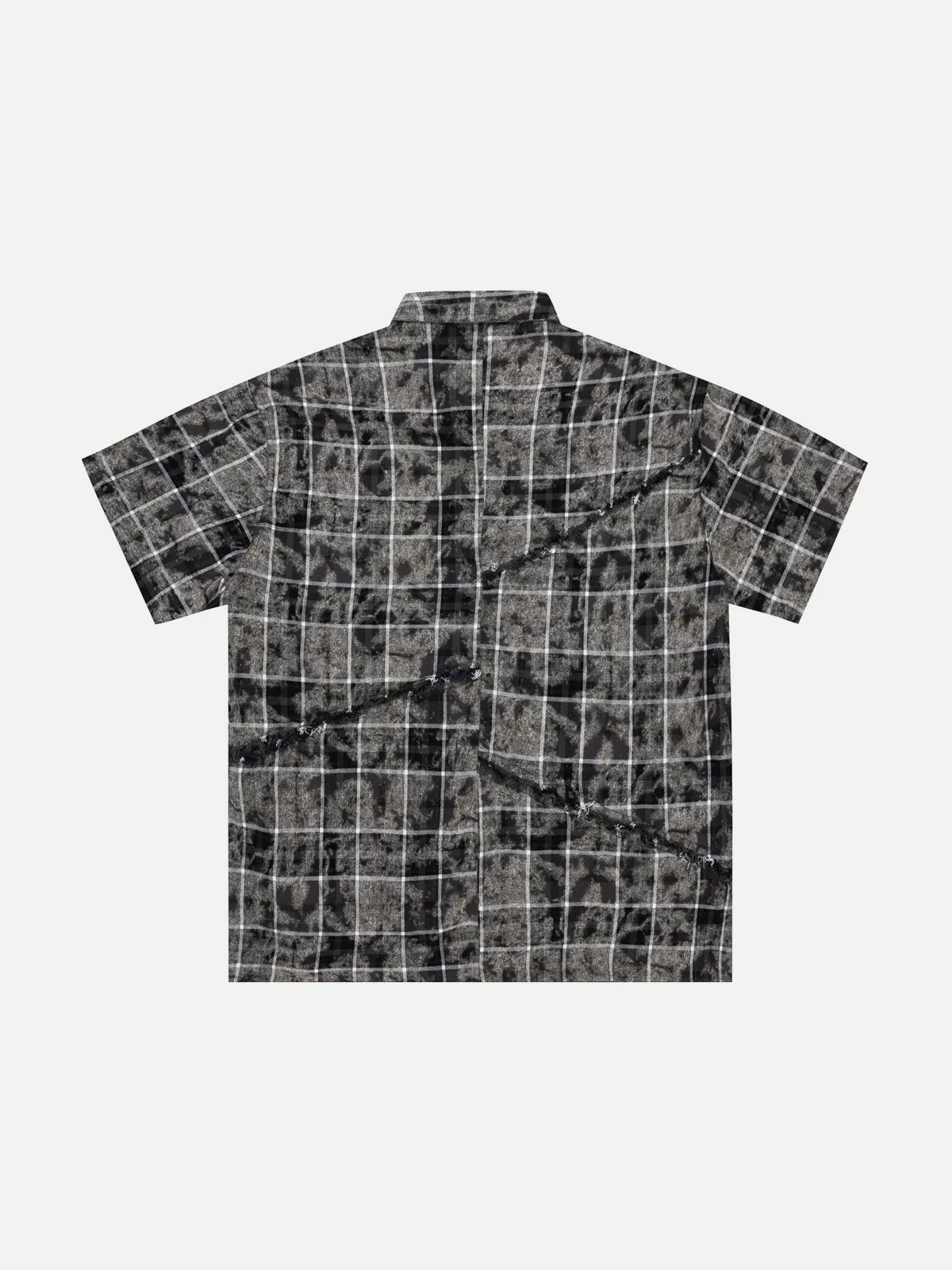Aelfric Eden Tie dye Plaid Patchwork Short Sleeve Shirt sold by Aelfric Eden product image thumbnail 3