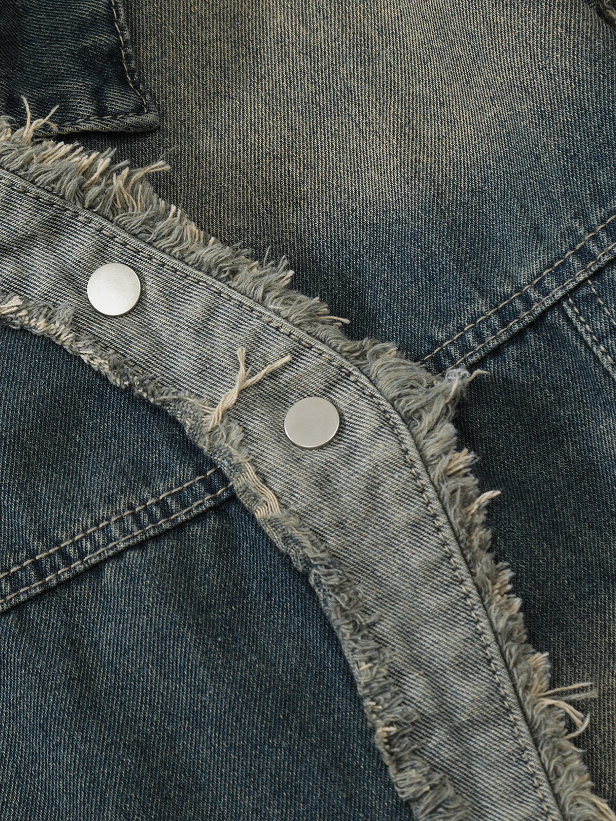 Aelfric Eden Fringed Irregular Placket Denim Jacket sold by Aelfric Eden product image thumbnail 4