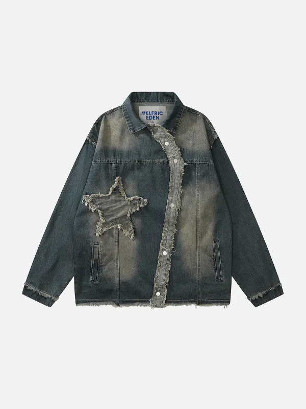 Aelfric Eden Embroidery Star Washed Denim Jacket sold by Aelfric Eden