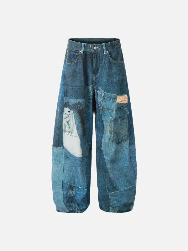 Aelfric Eden Illusion Denim Graphic Baaggy Barrel Jeans sold by Aelfric Eden