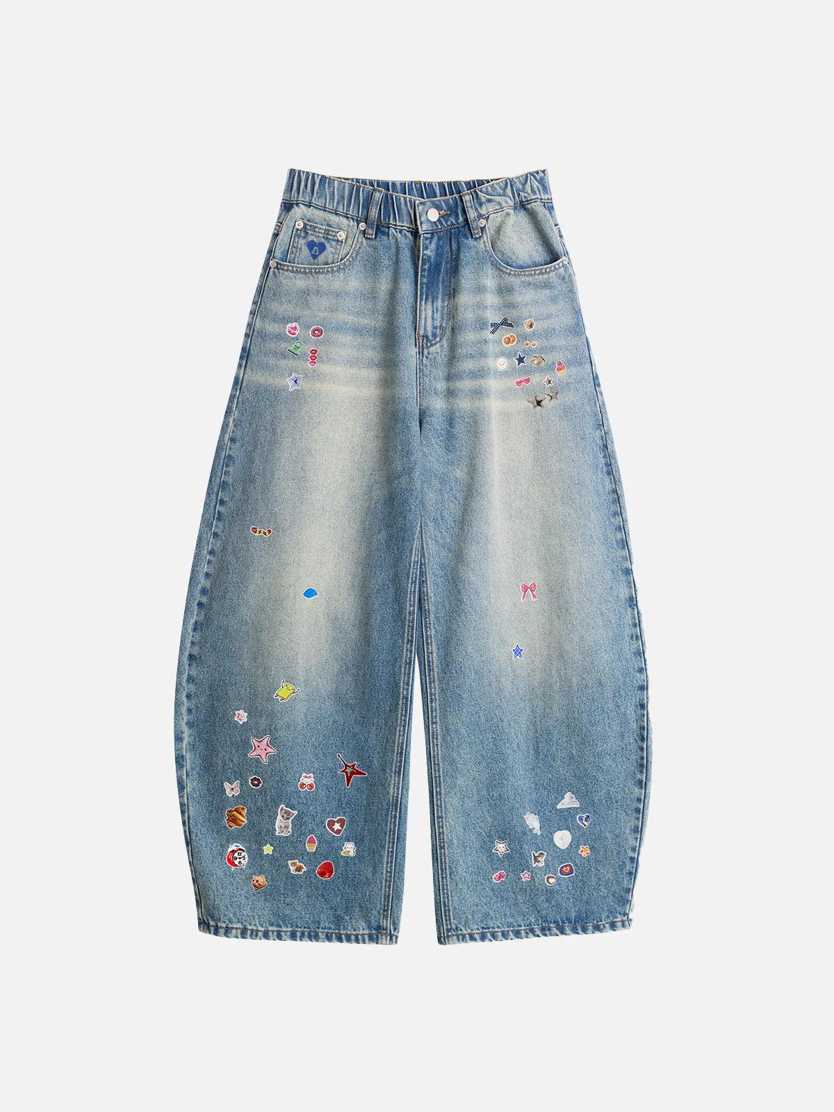Aelfric Eden Sticker Print Super Baggy Barrel Jeans sold by Aelfric Eden