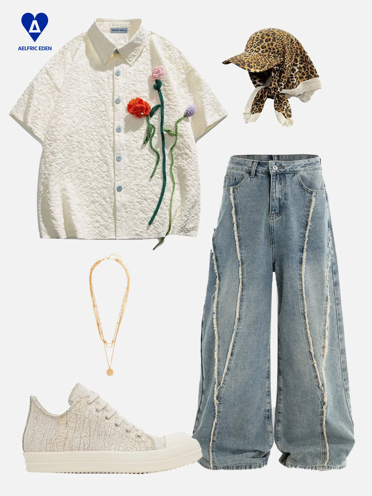 Leopard Print Lace Patchwork Cap sold by Aelfric Eden product image thumbnail 4