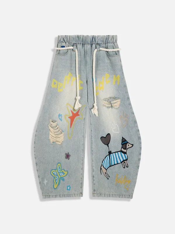 Aelfric Eden Cartoon Graphic Super Baggy Barrel Jeans sold by Aelfric Eden