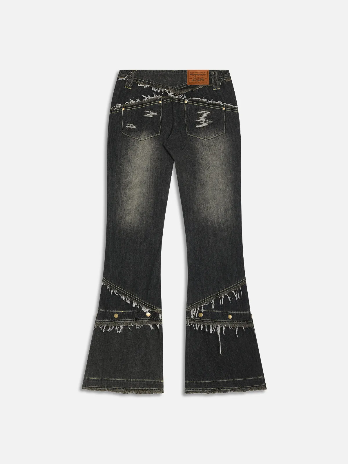 Aelfric Eden Ripped Fringe Rivet Flare Jeans sold by Aelfric Eden product image thumbnail 2