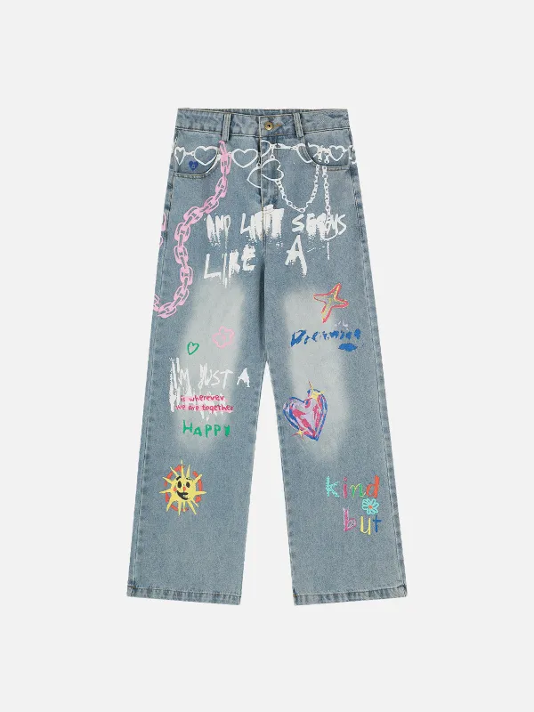 Aelfric Eden Graffiti Baggy Jeans made by Aelfric Eden