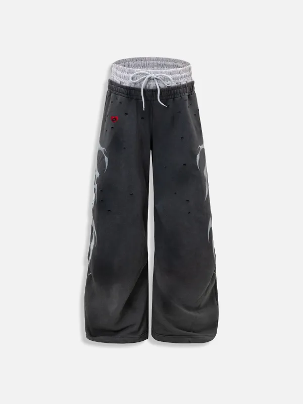 Aelfric Eden Thorn Print Double Waist Baggy Sweatpants sold by Aelfric Eden