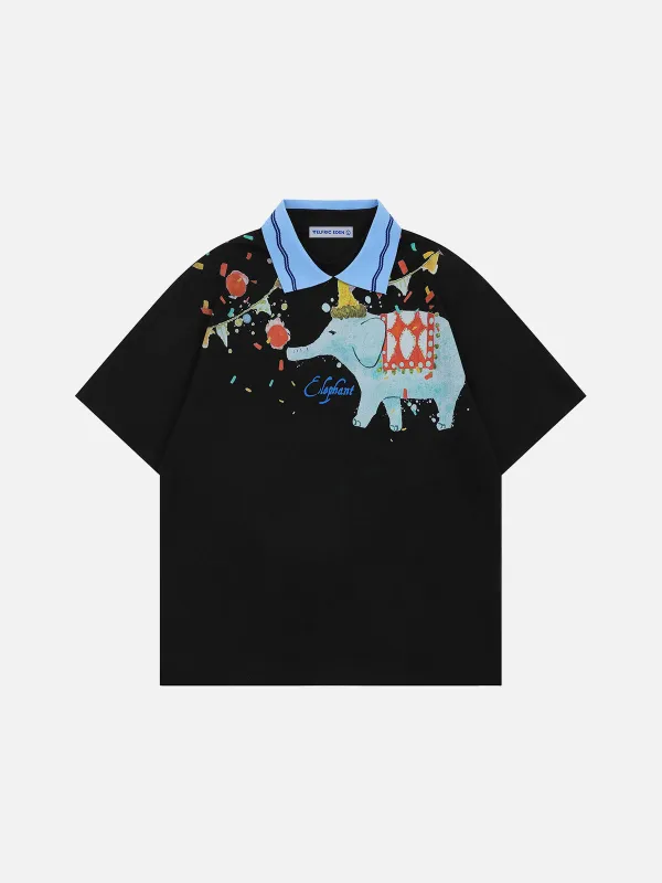 Aelfric Eden Elephant Print Polo Tees sold by Aelfric Eden
