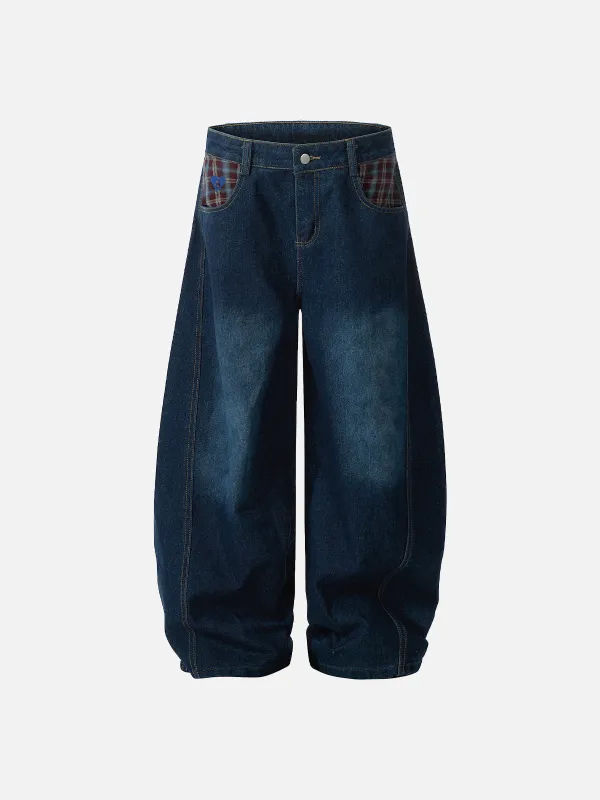 Aelfric Eden Plaid Patchwork Baggy Barrel Jeans sold by Aelfric Eden
