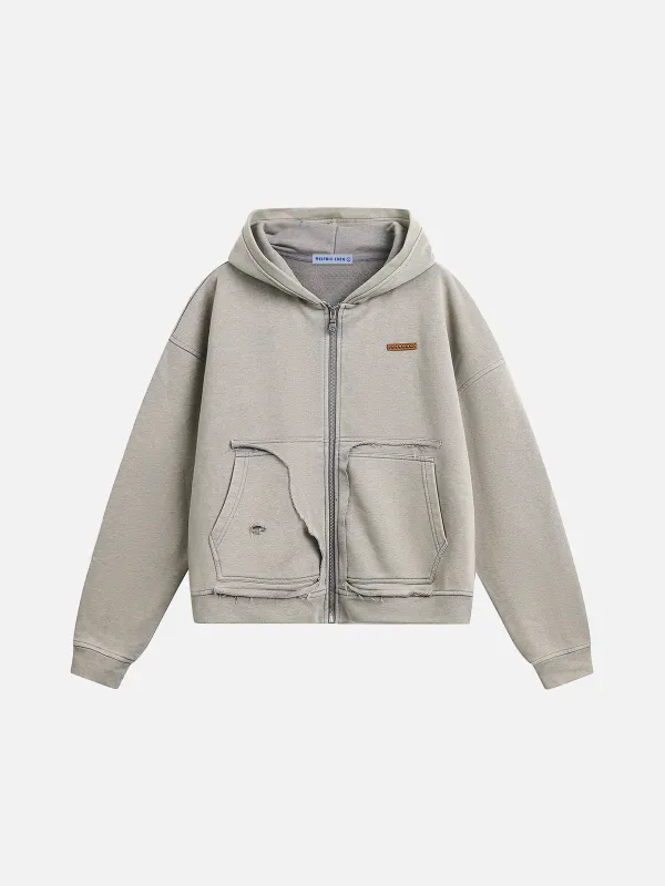 Aelfric Eden Distressed Boxy Zip Up Hoodie sold by Aelfric Eden