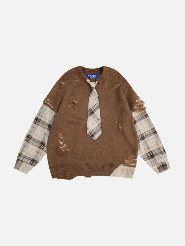 Aelfric Eden Plaid Necktie Two Layer Sweater sold by Aelfric Eden