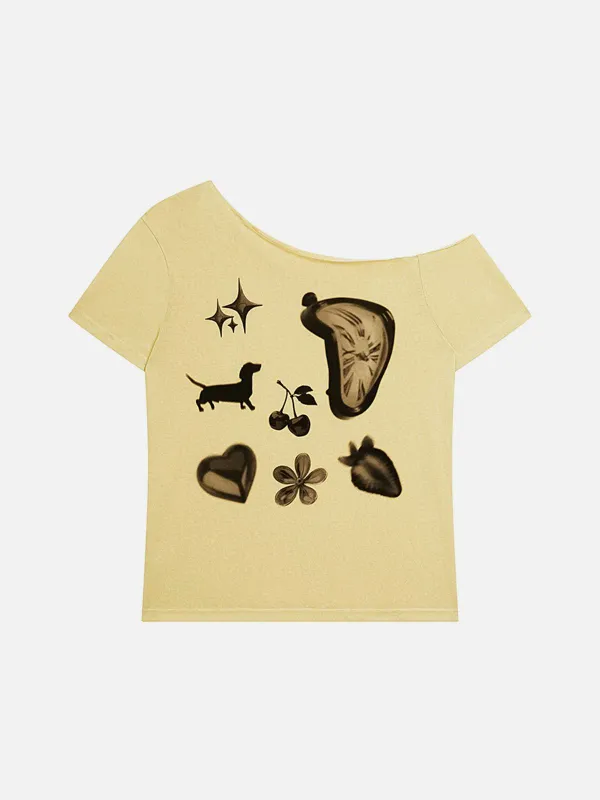 Aelfric Eden Animal Graphic Off shoulder Tee sold by Aelfric Eden